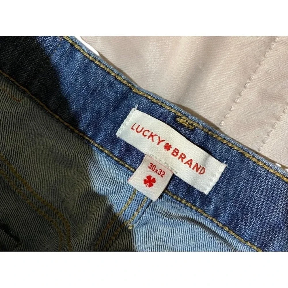 Lucky Brand Men Jeans‎ Straight Leg Blue Distressed Wash Size 30x32
